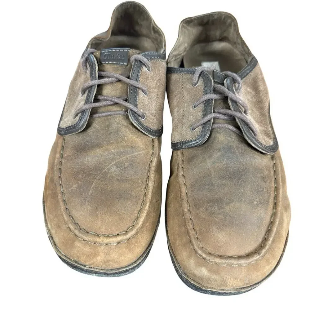 Olukai Kupa'a Kupaa Brown Suede Leather Nubuck Lace Up Drop Heel Shoes sz 11.5